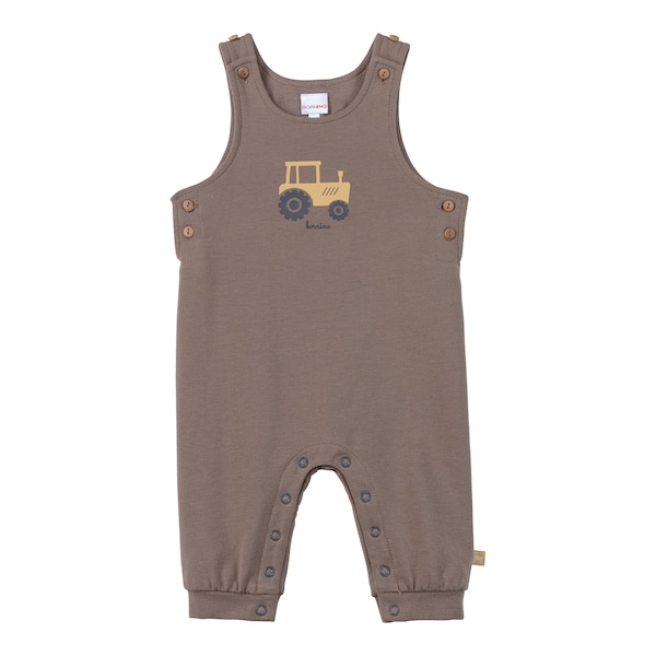 babywalz Bornino - Farm Life2-tlg. Set Latzhose und Shirt Traktor braun/offwhite Große Rabatte