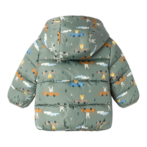 babywalz NAME ITSteppjacke mit Kapuze Tiere Autos grün/bunt Super Sparpreis