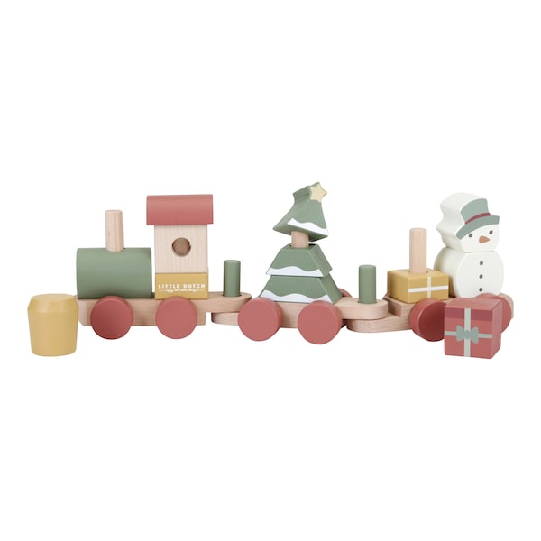 babywalz Little DutchHolzeisenbahn mit Steck-Formen Weihnachten Heißer Verkauf