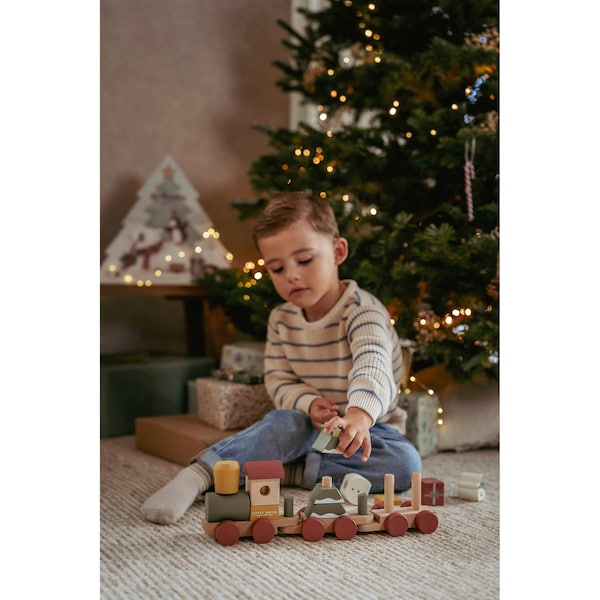 babywalz Little DutchHolzeisenbahn mit Steck-Formen Weihnachten Heißer Verkauf