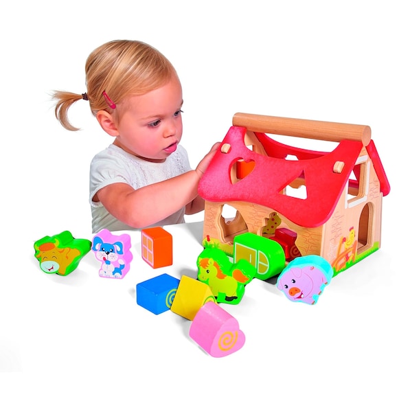 babywalz Eichhorn12-tlg. Holzsortierspiel Haus Räumungsverkauf