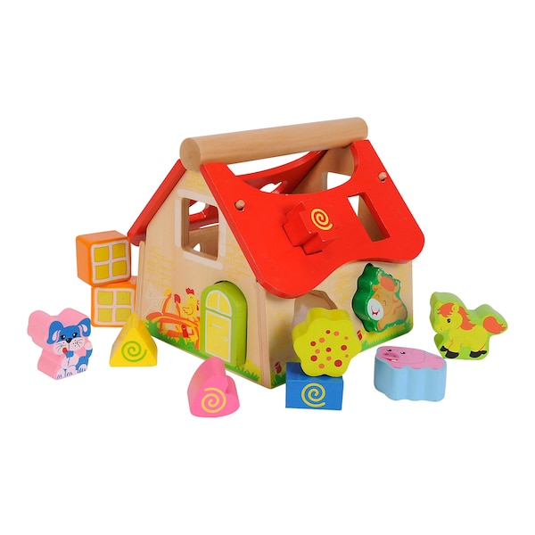 babywalz Eichhorn12-tlg. Holzsortierspiel Haus Räumungsverkauf