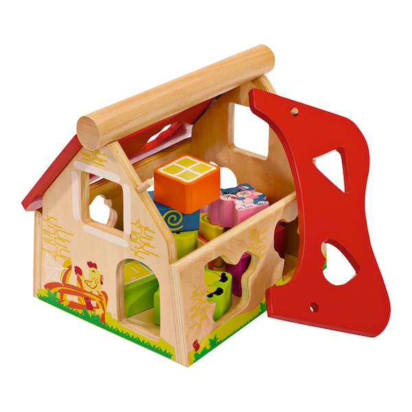 babywalz Eichhorn12-tlg. Holzsortierspiel Haus Räumungsverkauf