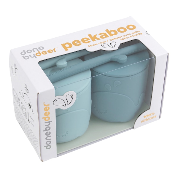 babywalz Done by Deer2er-Pack Peekaboo Strohhalmbecher Wally 120ml blau Sonderangebot