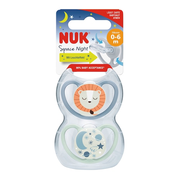 babywalz NUK2er-Pack Schnuller Space Night 0-6M Löwe / Sterne Günstig kaufen