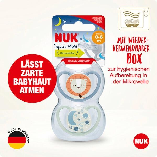 babywalz NUK2er-Pack Schnuller Space Night 0-6M Löwe / Sterne Günstig kaufen