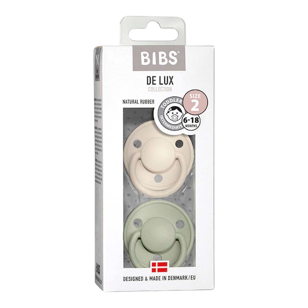 babywalz BIBS2er-Pack De Lux Schnuller Latex 6-18M beige / grün Begrenztes Angebot