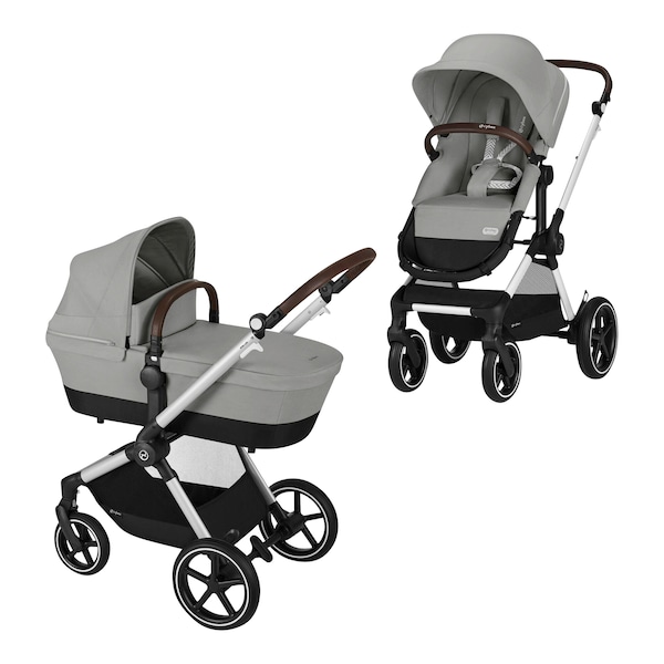 babywalz Cybex - GOLDKombikinderwagen Eos Lux Trio-Set inkl. Babyschale Aton B2 i-Size stone grey Bis zu 50% Rabatt