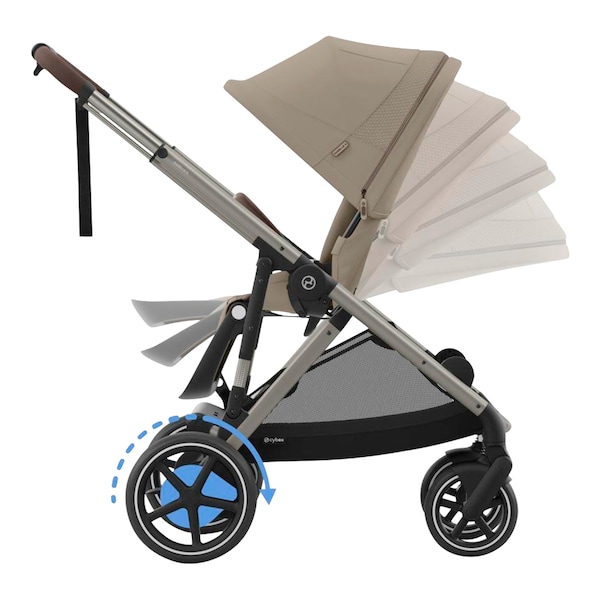 babywalz Cybex - GOLDKinderwagen e-Gazelle Almond beige Kauf eins, bekomm eins gratis