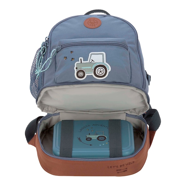 babywalz LässigKindergartenrucksack Mini Backpack Adventure Traktor blue denim Flash Sale