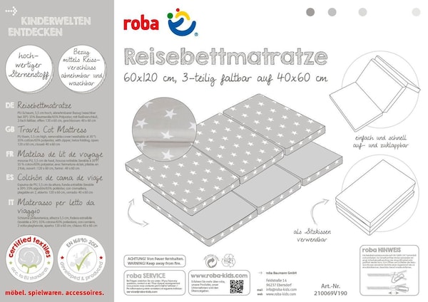 babywalz robaReisebettmatratze 60x120 Little Stars Discount Store für neue Produkte