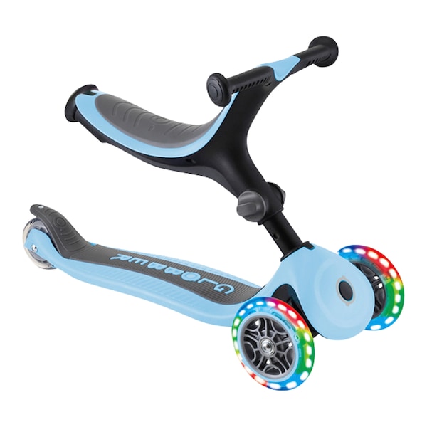 babywalz Globber3in1 Scooter Go-Up mit Leuchtrollen pastellblau Auslauf