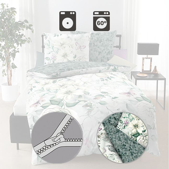 babybutt Kaeppel Mako-Satin Wendebettwäsche "Green Garden" Zeitbegrenzte Promotion