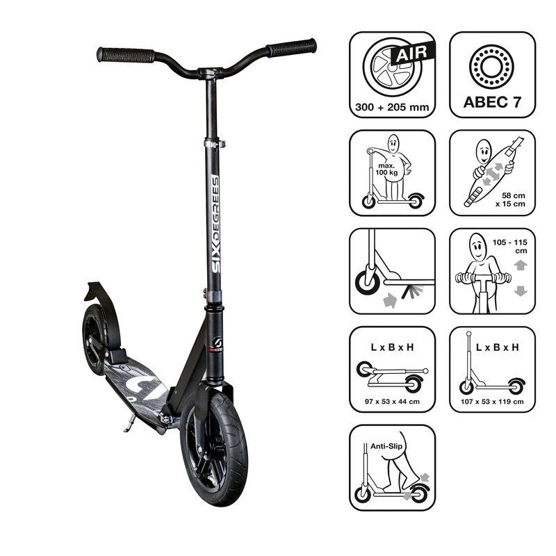 babyonlineshop SIX DEGREES Aluminium Scooter All Terrain 300/205 mm schwarz Outlet