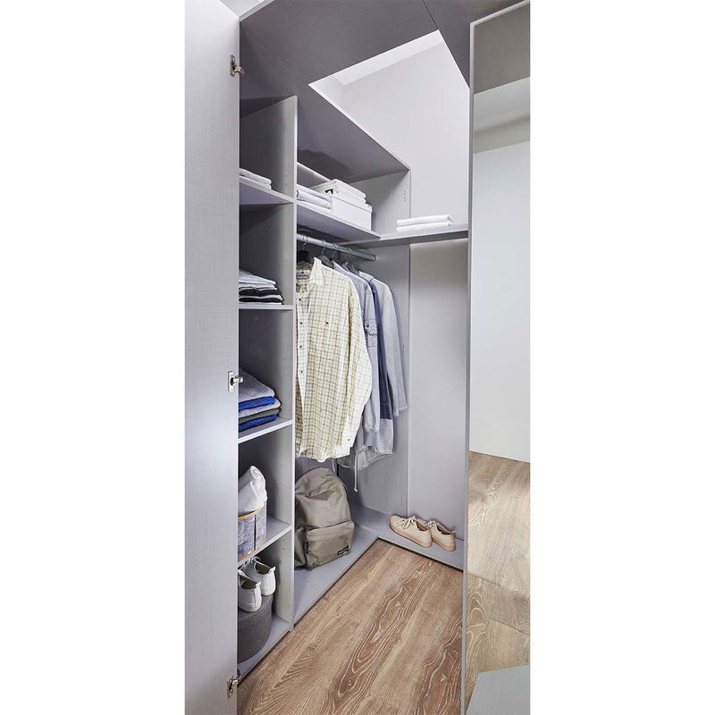 babyonlineshop Wimex Norderney Eckschrank begehbar 120 cm Weiß/Viking-oak Dekor Kauf eins, bekomm eins gratis