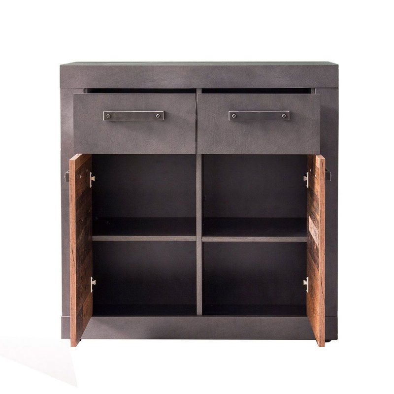 babyonlineshop trendteam Indy Kommode 2 Schubkästen 2 Türen Old Wood / Graphit Grau Begrenzte Freigabe