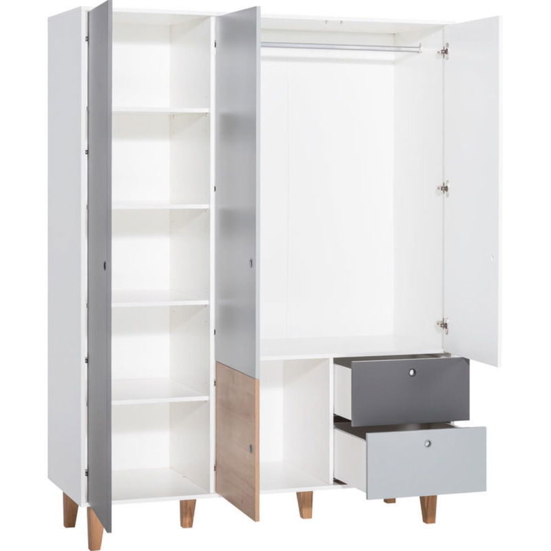 babyonlineshop VOX Concept Baby Kleiderschrank 3-türig oak white/grey/graphite Zeitbegrenzte Promotion