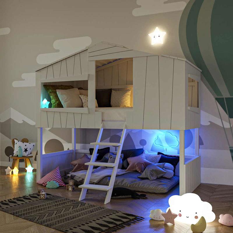 babyonlineshop Artkid Ronja Etagenbett Hüttenbett weiß Liegefläche 90 x 200 cm Sonderangebot der Fabrik