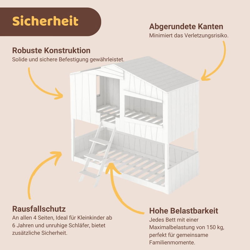 babyonlineshop Artkid Ronja Etagenbett Hüttenbett weiß Liegefläche 90 x 200 cm Sonderangebot der Fabrik