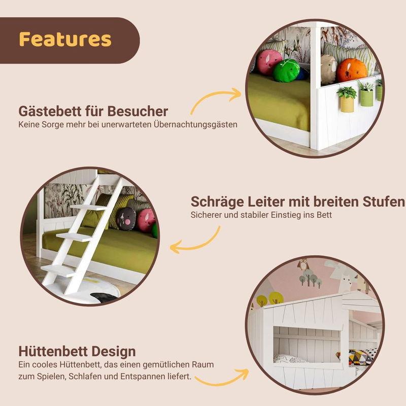 babyonlineshop Artkid Ronja Etagenbett Hüttenbett weiß Liegefläche 90 x 200 cm Sonderangebot der Fabrik