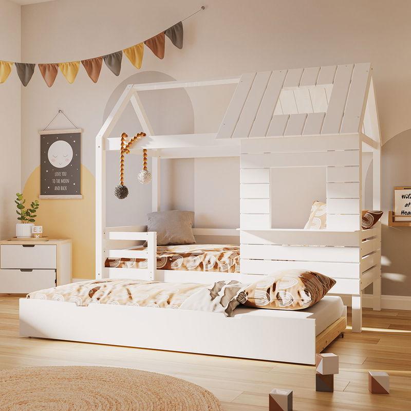 babyonlineshop Artkid Roxy Hausbett weiß 90 x 200 cm inkl. Gästebett Discount Store für neue Produkte