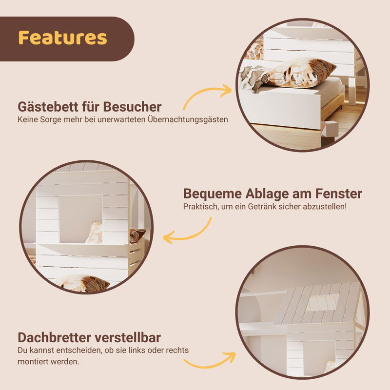 babyonlineshop Artkid Roxy Hausbett weiß 90 x 200 cm inkl. Gästebett Discount Store für neue Produkte
