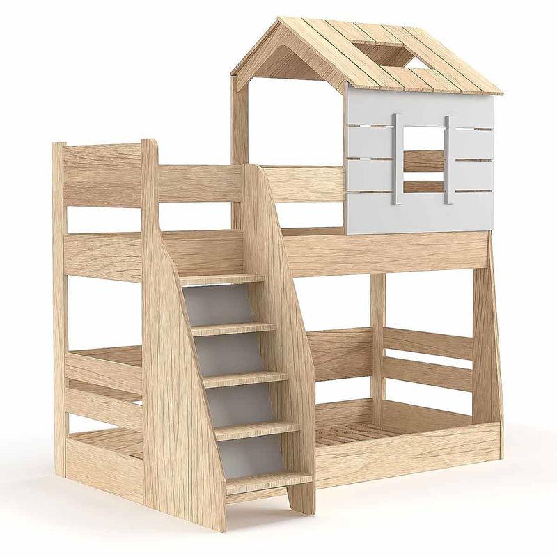 babyonlineshop Nature Kid My House Etagenbett natur/grau Liegefläche 90/100 x 200 cm Riesige Rabatte