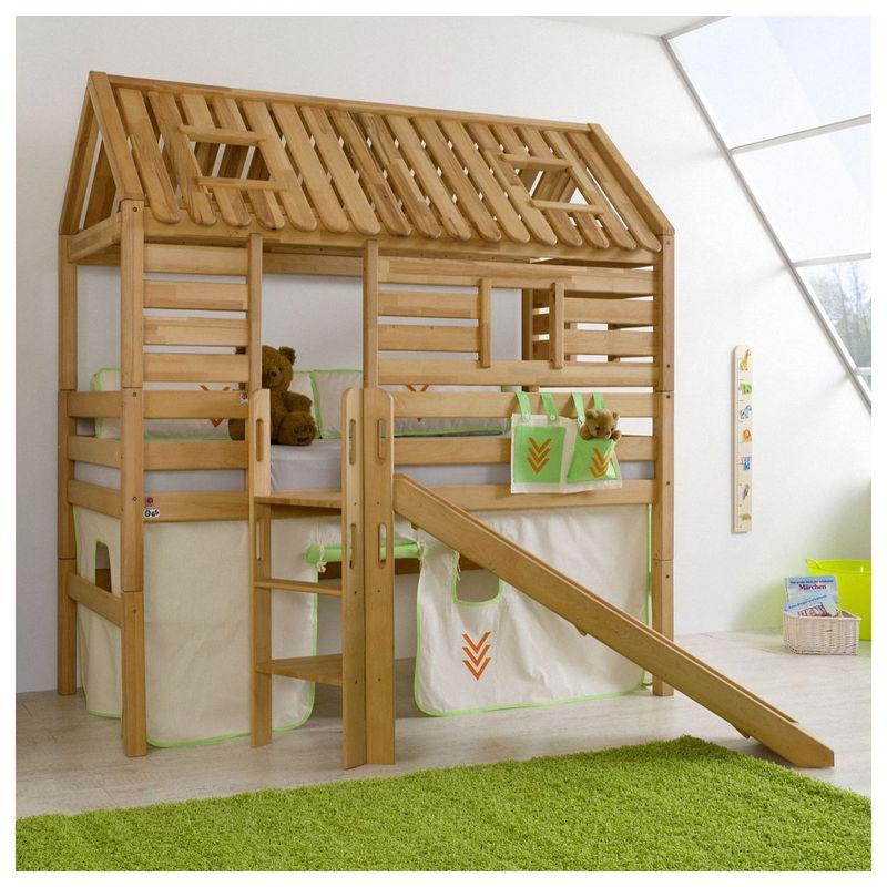 babyonlineshop Relita ELIYAS Spielbett Buche massiv geölt mit Rutschenturm - zum Einzelbett umbaubar 50% Rabatt mit kostenlosem Versand