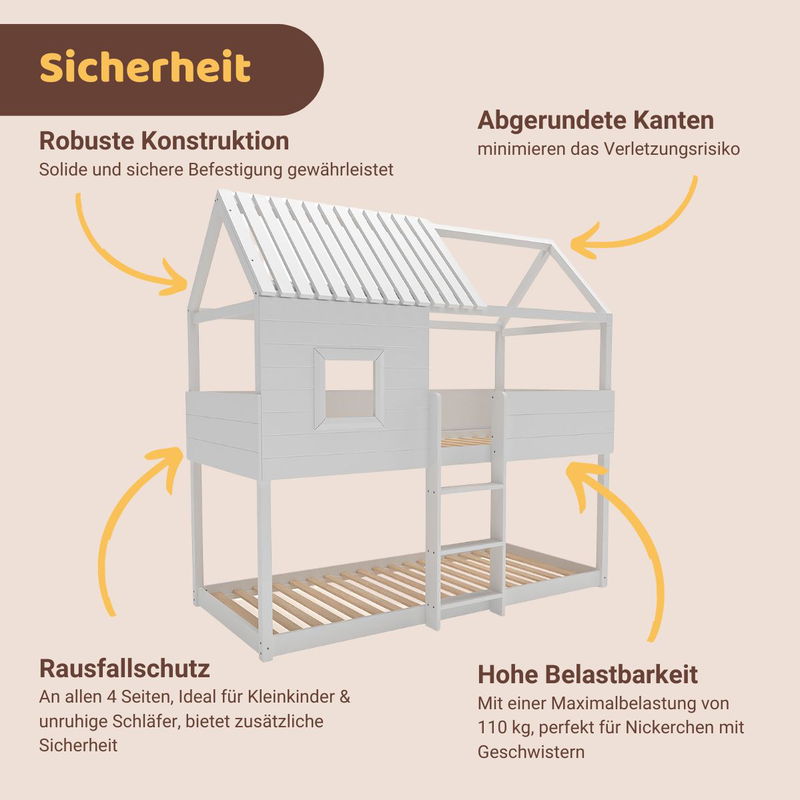 babyonlineshop Artkid Roxy Etagenbett Haus weiß 90 x 200 cm Begrenzt auf 3 Tage