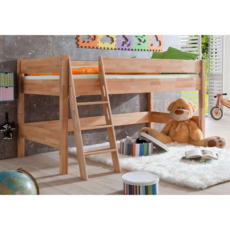 babyonlineshop Relita KIM Halbhochbett Buche massiv Natur zum Einzelbett umbaubar - frachtfrei zollfrei