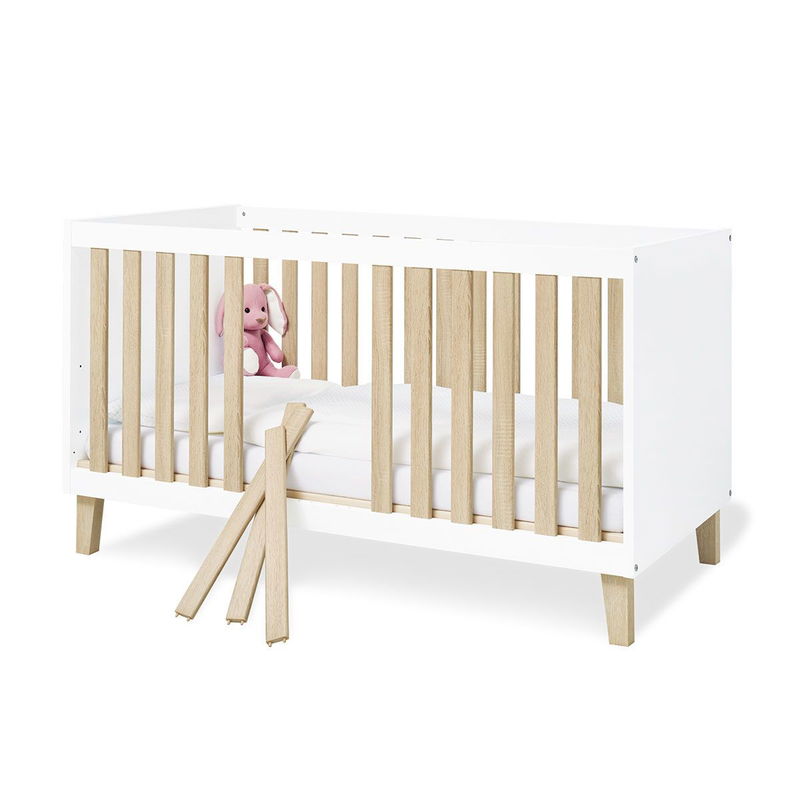 babyonlineshop Pinolino Lumi Kinderzimmer breit groß - 3T Weiß/Eiche Dekor mit Echtholzstruktur Outlet