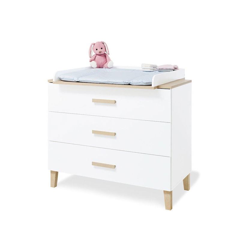 babyonlineshop Pinolino Lumi Kinderzimmer breit groß - 3T Weiß/Eiche Dekor mit Echtholzstruktur Outlet