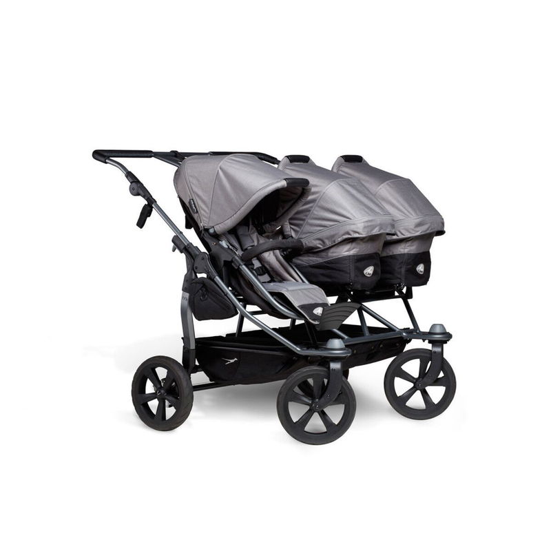 babyonlineshop tfk trio Kombi Kinderwagen grau Drillingswagen mit Luftkammerreifen im Angebot
