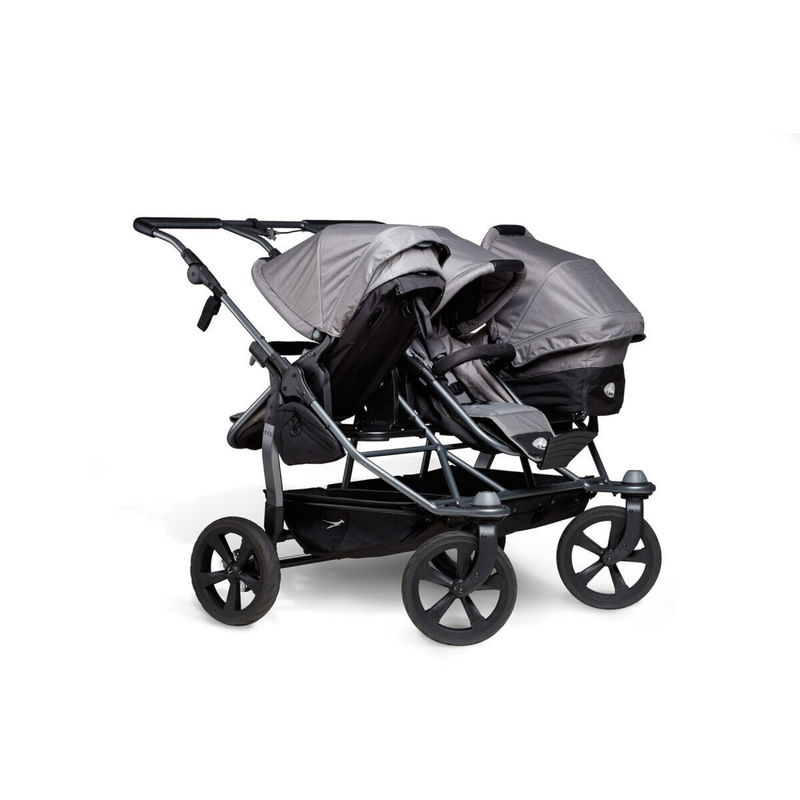 babyonlineshop tfk trio Kombi Kinderwagen grau Drillingswagen mit Luftkammerreifen im Angebot