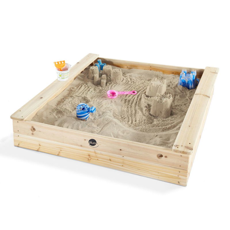 babyonlineshop Plum quadratischer Sandkasten aus Holz aus hochwertigem nachhaltig angebautem Holz Neuheiten