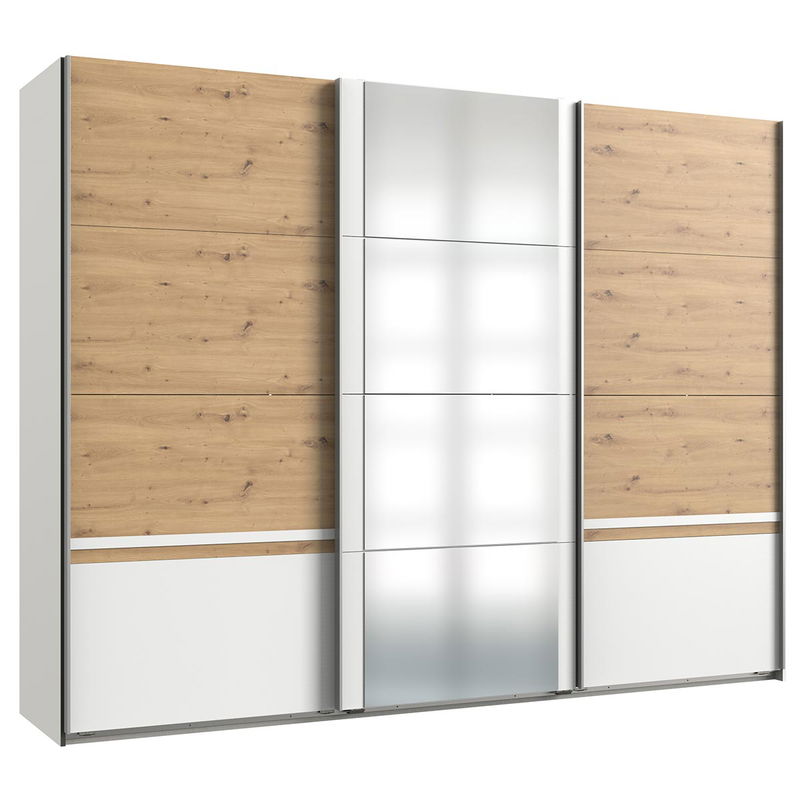 babyonlineshop Wimex Gibraltar Schwebetürenschrank 270 cm Weiß/Artisan-Eiche Dekor Clearance-Verkauf
