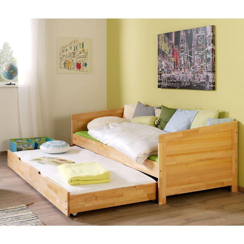 babyonlineshop Relita NINA Einzelbett Buche massiv Natur 90 x 200 cm inkl. Ausziehbett Black Friday Preise