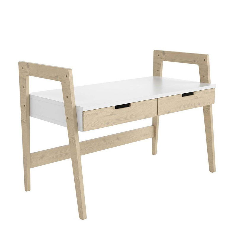 babyonlineshop Nature Kid Cory Schreibtisch weiß/natur höhenverstellbar aus Kiefer und MDF Im Verkauf