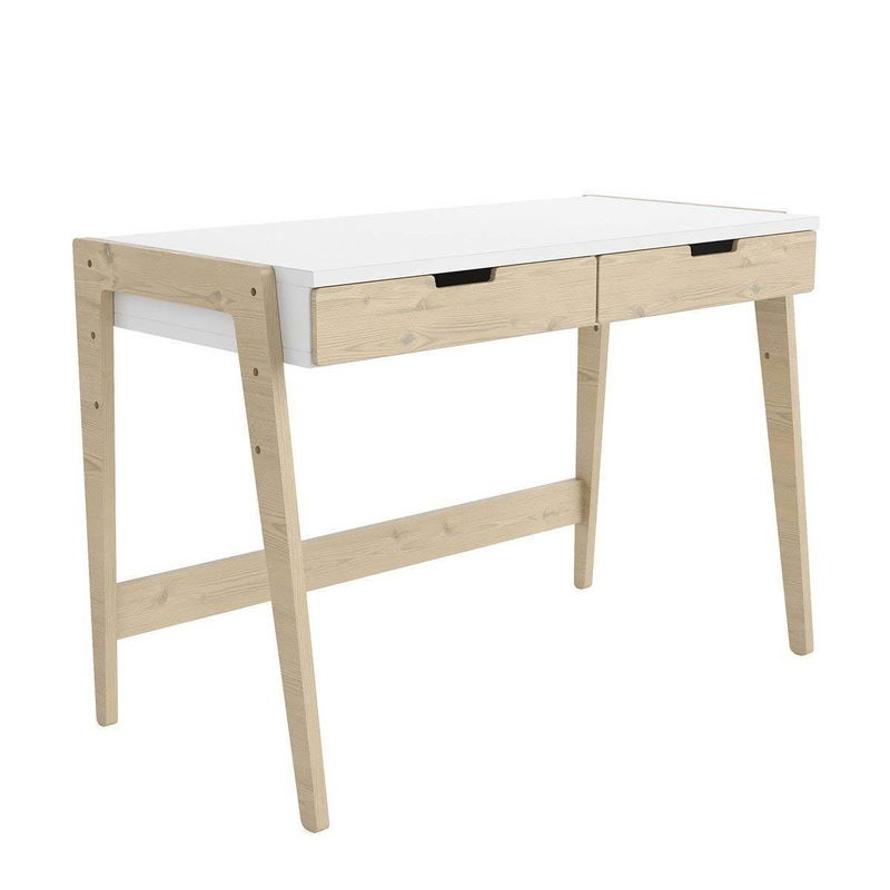 babyonlineshop Nature Kid Cory Schreibtisch weiß/natur höhenverstellbar aus Kiefer und MDF Im Verkauf