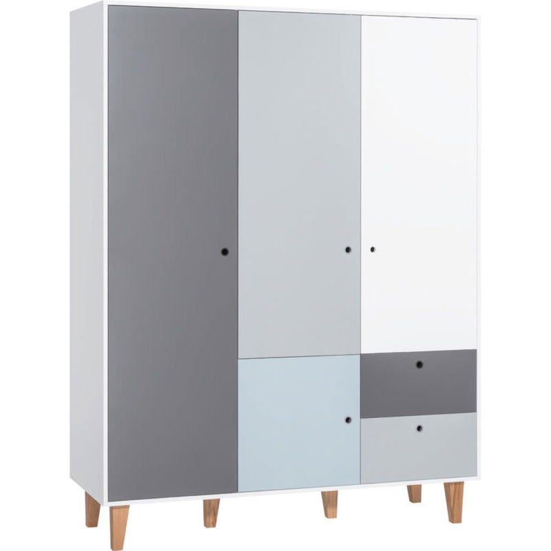babyonlineshop VOX Concept Baby Kleiderschrank 3-türig blue white/grey/graphite zollfrei