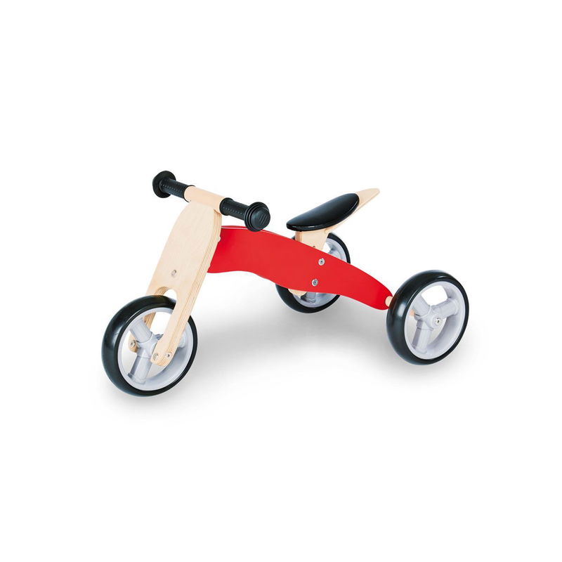 babyonlineshop Pinolino Mini-Laufdreirad Charlie rot/natur Birke massiv klar und rot lackiert - zum Toppreis Online Shopping
