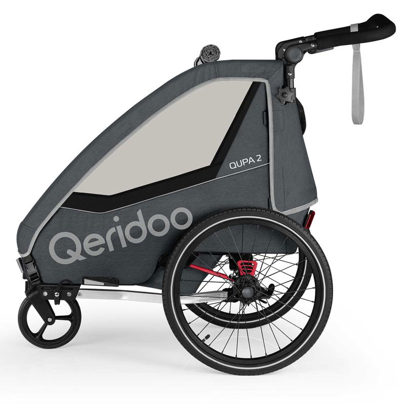 babyonlineshop Qeridoo Qupa2 Grey Fahrradanhänger 360-Grad-Buggyrad und Deichsel 2023 Tägliche Deals
