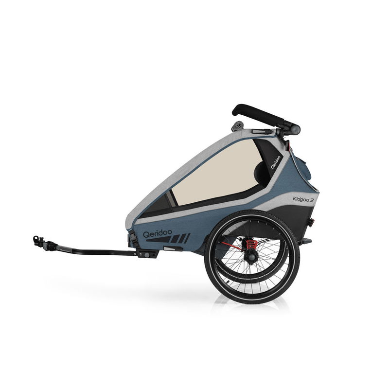 babyonlineshop Qeridoo Kidgoo 2 Fahrradanhänger Navy Blue mit Joggerfunktion Kostenlose Rückgabe