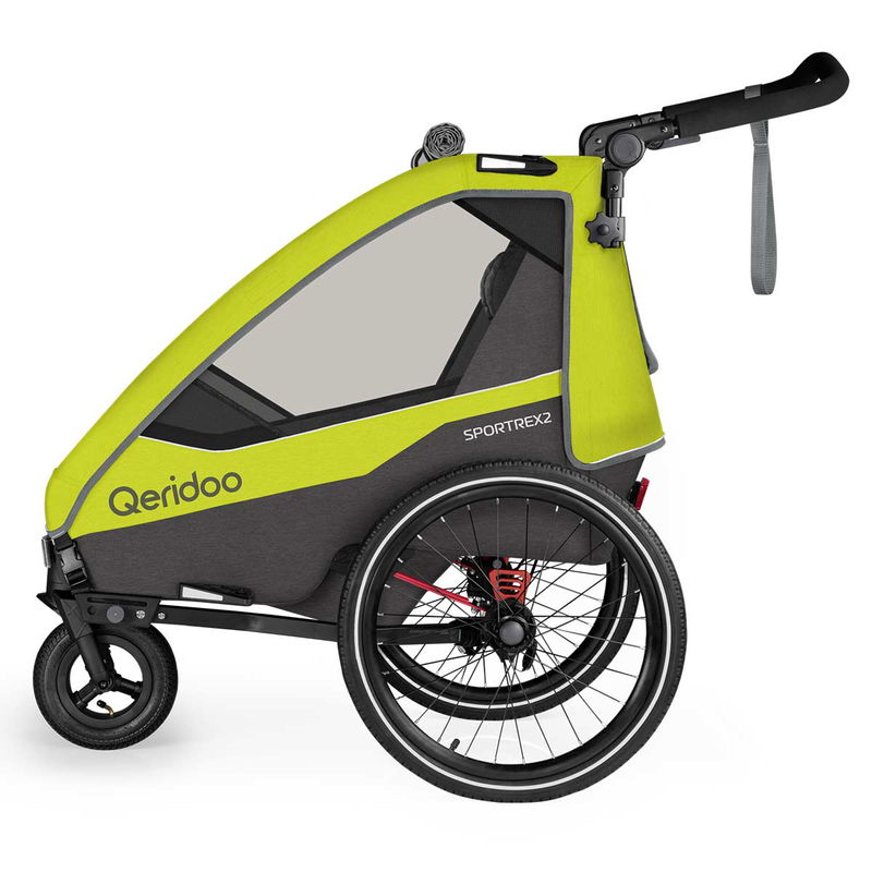 babyonlineshop Qeridoo Sportrex 2 Fahrradanhänger Lime Green 2023 limitiertes Design Begrenzte Freigabe