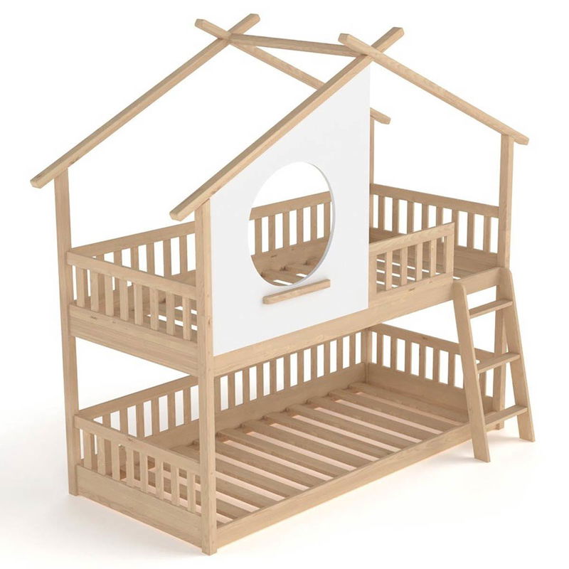 babyonlineshop Nature Kid Clara Etagenbett Kiefer weiß/natur Liegefläche 90 x 200 cm Bis zu 50% Rabatt
