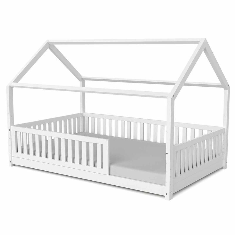 babyonlineshop Nature Kid Lilly Hausbett Kiefer weiß lackiert Liegefläche 120 x 200 cm Nur noch ein Tag übrig