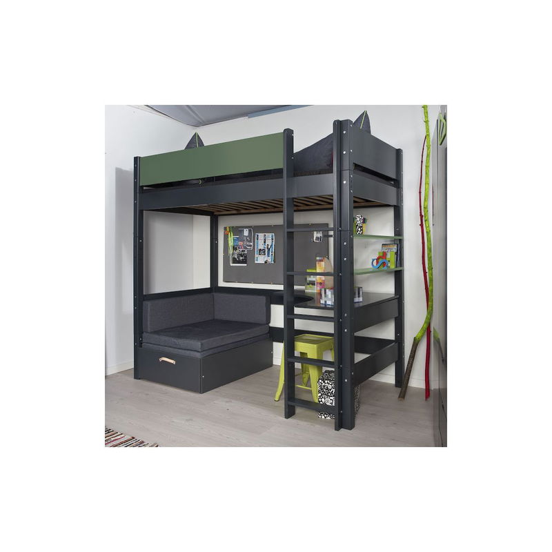 babyonlineshop Manis-h Hochbett FENRIS 90x200 cm einfarbig mit Sofamodul - 22 Farben wählbar Super Rabatt