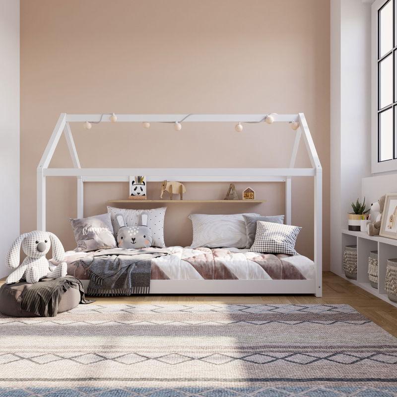babyonlineshop Artkid Haley Weiß Montessori Hausbett Bodenbett 90x200 inkl. Lattenrost Kiefer 50% Rabatt mit kostenlosem Versand