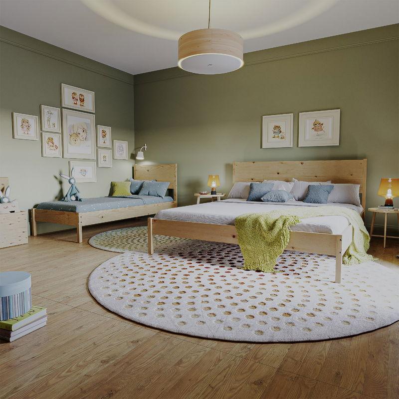 babyonlineshop Nature Kid Fabi Familienbett natur 180 x 200 cm Doppeltbett und 90 x 200 cm Einzelliege Begrenzt auf 3 Tage
