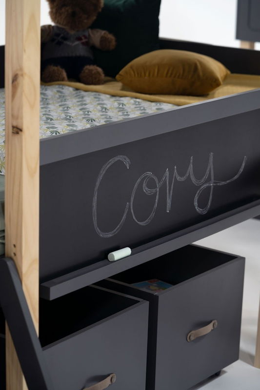 babyonlineshop Nature Kid Cory Hausbett anthrazit mit Rutsche Liegefläche 90 x 200 Black Friday Preise
